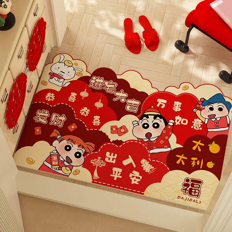 新年喜庆皮革入户门地垫进门脚垫家用门口耐脏免洗可擦玄关防滑垫