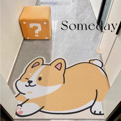 超级可爱柯基丝圈入户门垫耐脏