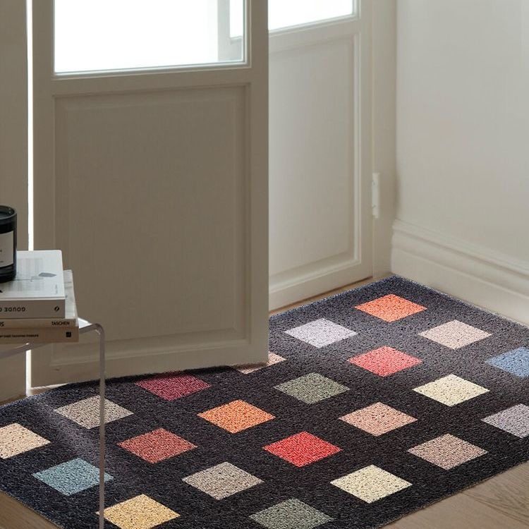 黑色棋盘格丝圈入户门垫彩色玄关刮泥蹭土脚垫进门防滑脚垫可裁剪,居家布艺,入户地垫,淘宝优惠券,粉丝福利购,淘宝优惠卷