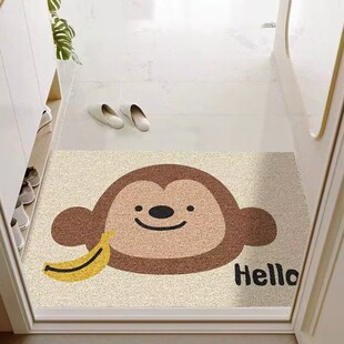 HELLO卡通动物入户丝圈门垫玄关进门蹭土防滑脚垫除尘地垫 可裁剪