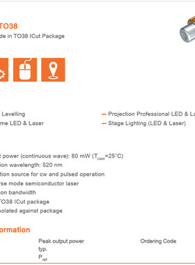 520nm 80mW PL520B 3.8mm绿光激光二极管