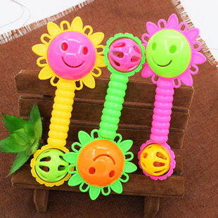 婴儿手摇铃一元店两元店地摊货葵花铃笑脸型铃铛双头卡通可爱摇铃