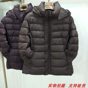 林雅96087冬季新款连帽加肥加大中年妈妈白鸭绒羽绒服外套女