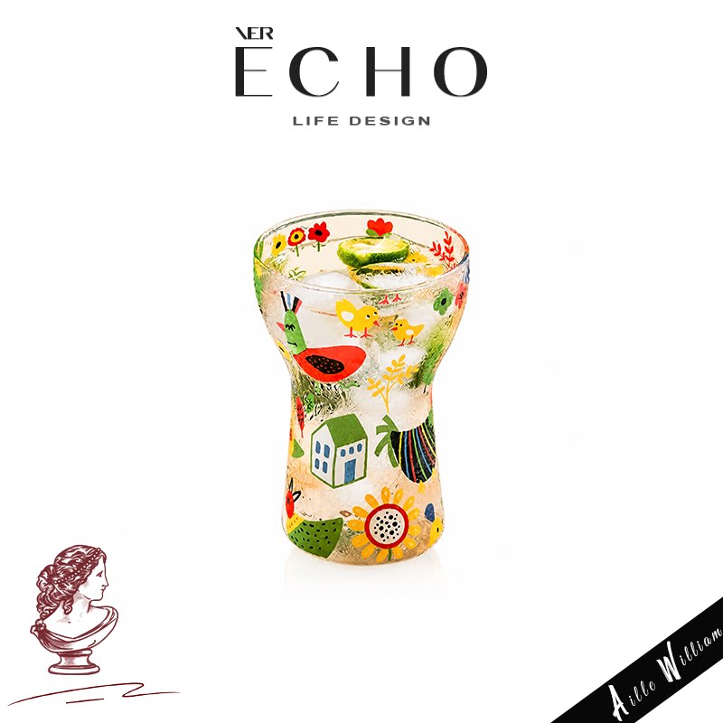 ECHO丨青野 BUHG创意插画玻璃水杯个性啤酒杯家用冷饮杯雪糕杯子