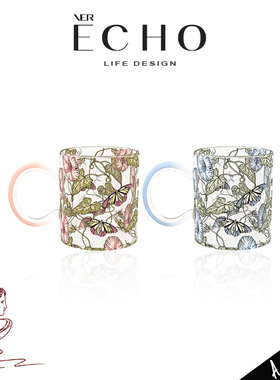 ECHO丨玉蝶 CNU高颜值蝴蝶玻璃马克杯家用喝水杯咖啡杯牛奶杯礼物