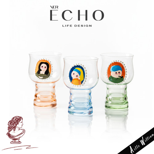 ECHO小众设计感手绘玻璃啤酒杯