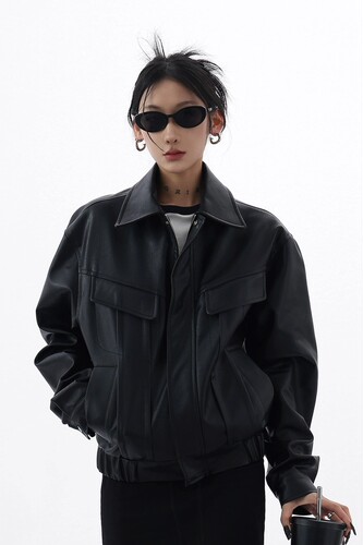 高街短款机车皮衣夹克