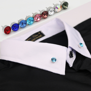 水晶领针领扣衣领夹女领角装 饰品 金属胸针水钻领针领扣男士 时尚