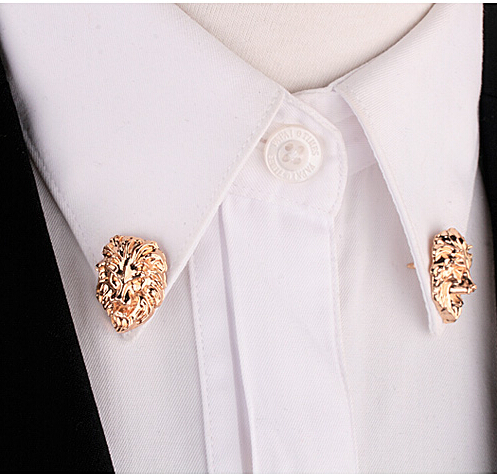 超酷狮子头领针男女衬衫领尖韩版