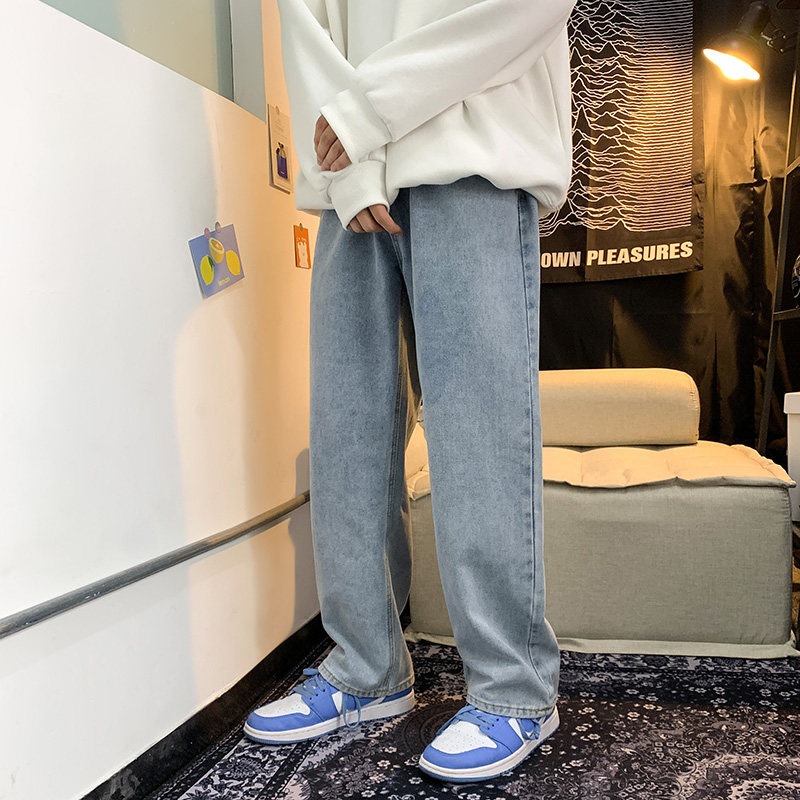 港风百搭印花宽松休闲裤直筒牛仔裤XZ214-8907,男装牛仔裤,星座1204-3