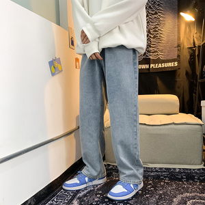 港风百搭印花宽松休闲裤直筒牛仔裤子XZ214-8 907图片