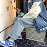 新款港风百搭印花休闲裤直筒牛仔裤XZ214-8908，男装牛仔裤，星座1204-3