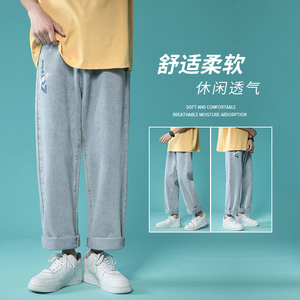 港风潮牌印花宽松休闲裤直筒牛仔裤 XZ214-8 907-P45图片