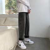 XZ214-8651-P48港风ins纯色百搭休闲牛仔裤宽松直筒裤子，男装牛仔裤，星座1204-3