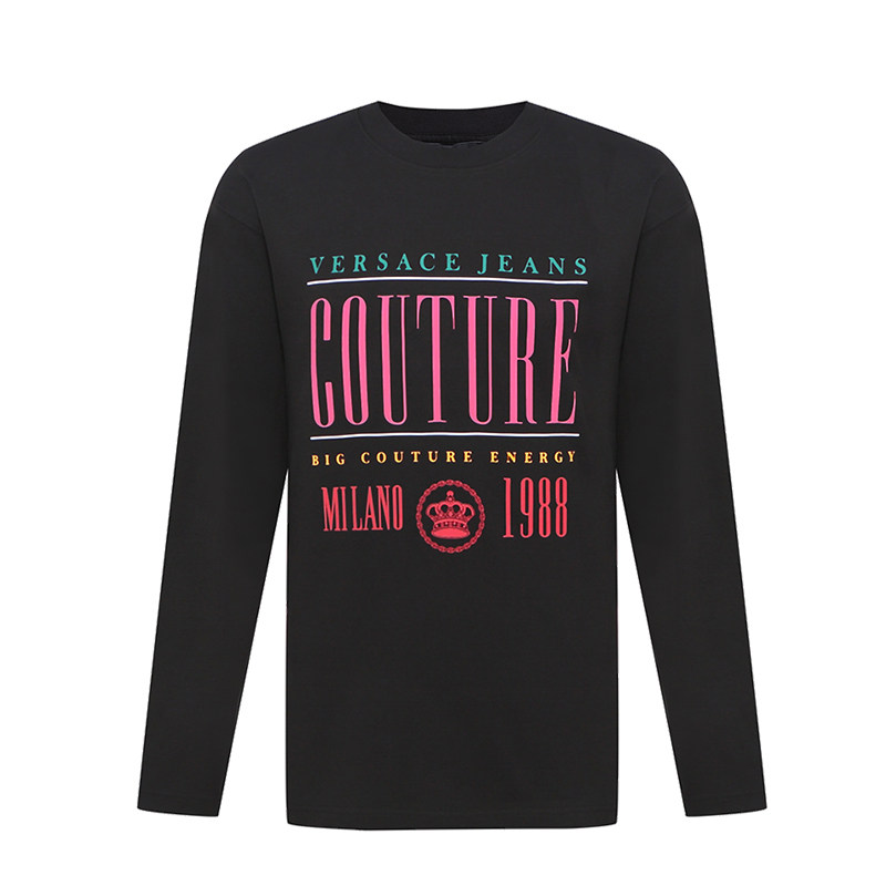 VERSACE JEANS/范思哲23春夏新品皇冠印花时尚修身长袖T恤潮上衣
