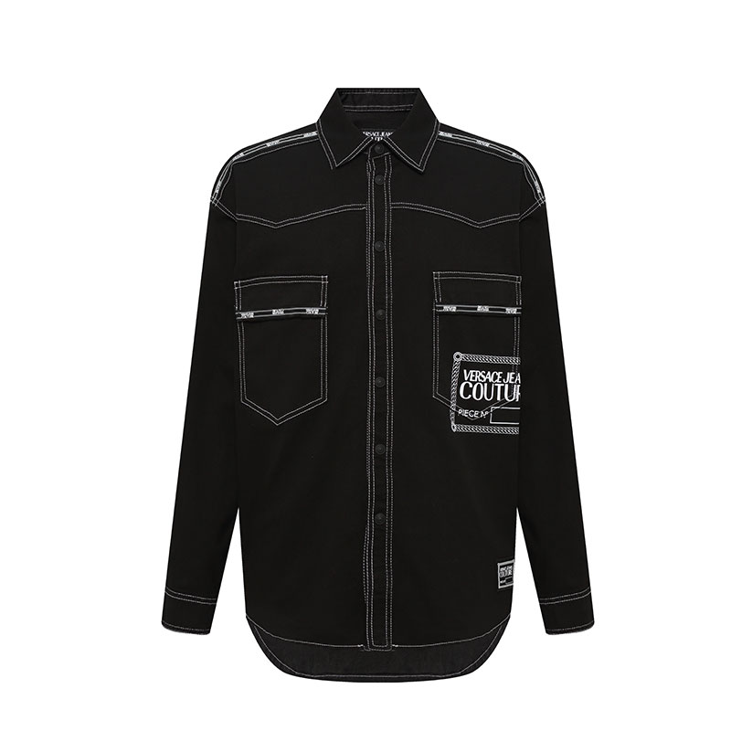 VERSACE JEANS/范思哲23年秋冬新品线条感牛仔长袖衬衫时尚潮流