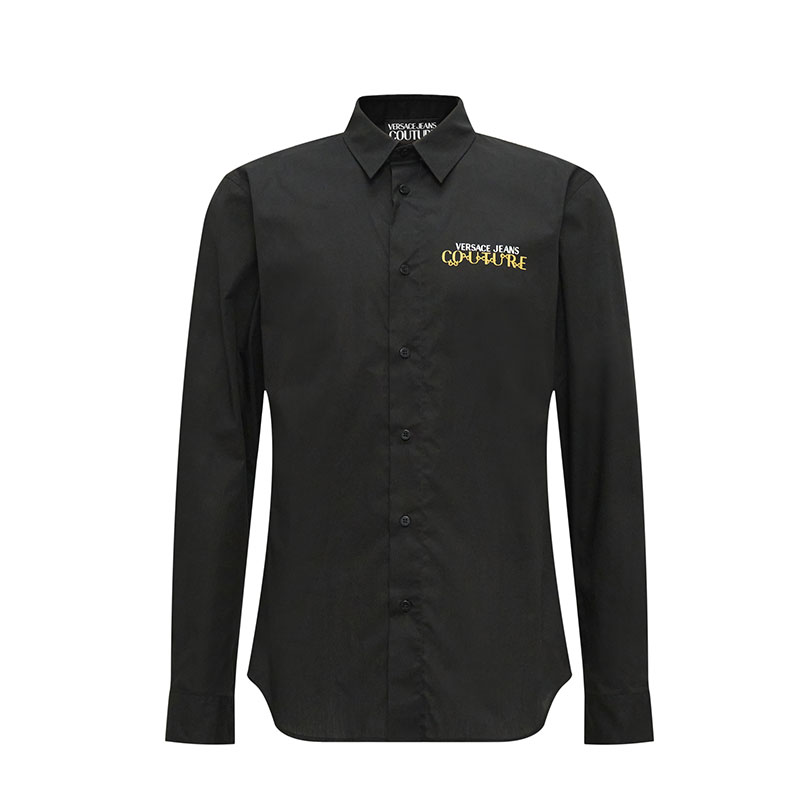 VERSACE/范思哲23年秋冬新品时尚商务衬衫奢侈品刺绣LOGO纯色上衣