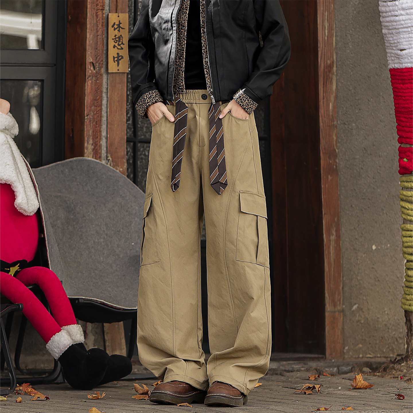 美式多口袋工装裤男春季宽松大码潮牌休闲裤设计感小众直筒阔腿裤,男装,休闲裤,淘宝优惠券,粉丝福利购,淘宝优惠卷