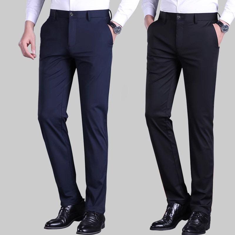 香港男士休闲裤2025春秋款直筒修身长裤子中年商务抗皱免烫西装裤