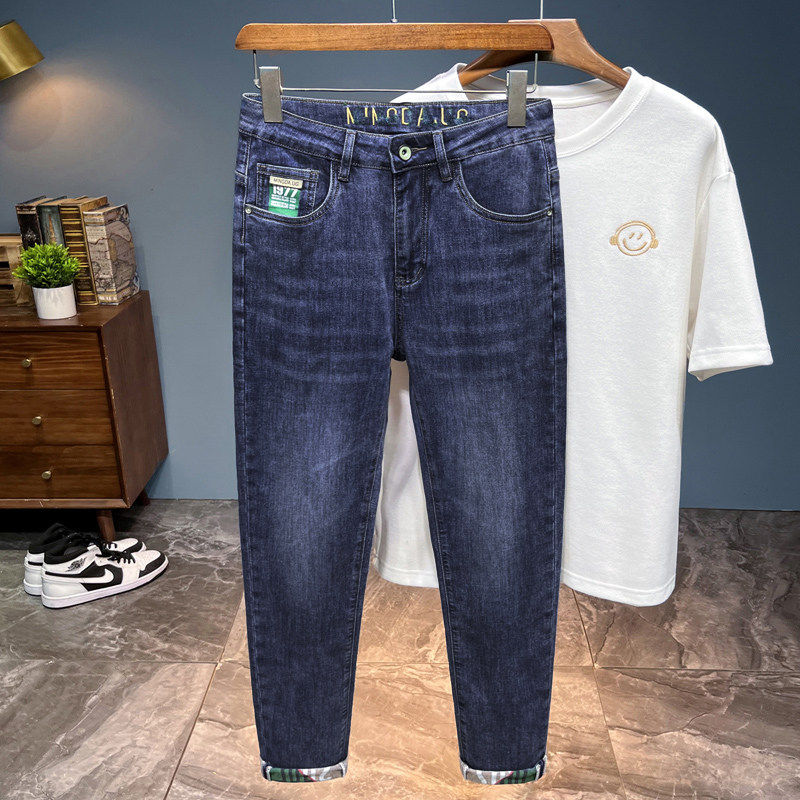 2026春夏新款牛仔裤男时尚潮流轻奢刺绣弹力修身直筒裤休闲长裤男,男装,牛仔裤,淘宝优惠券,粉丝福利购,淘宝优惠卷