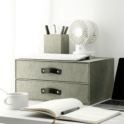 Handler桌面抽屉式收纳盒A4文件夹双层收纳盒横放多层办公整理盒