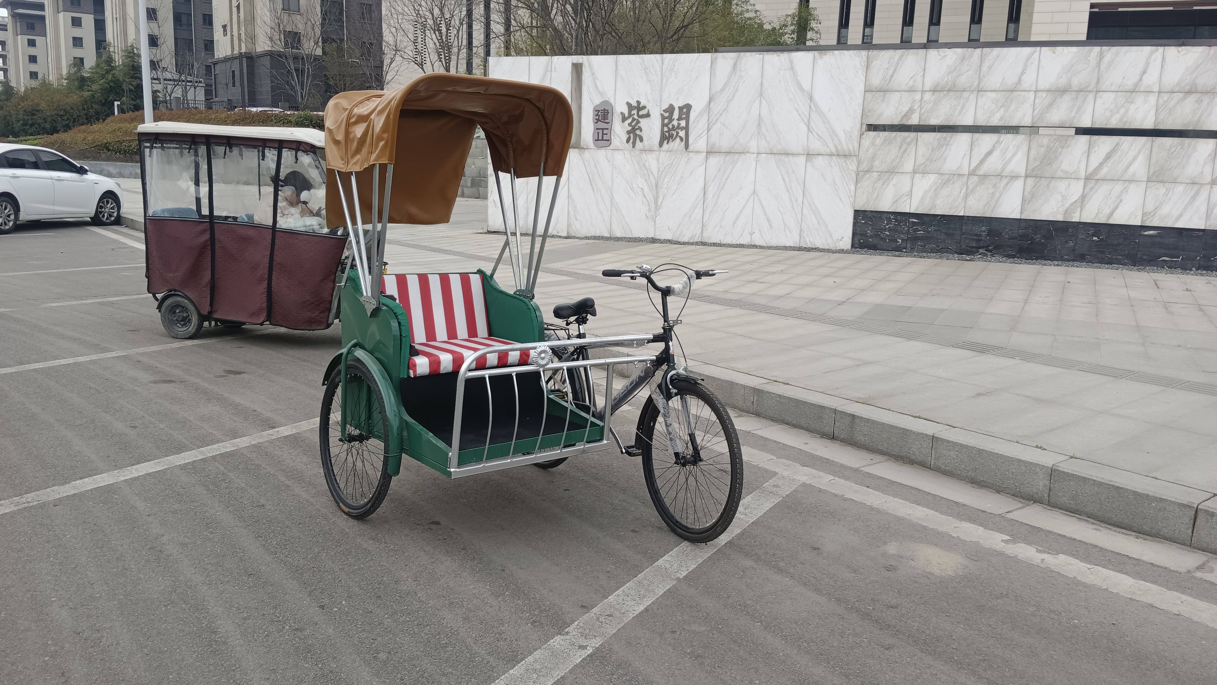 人力三轮车摆摊夜市景区观光旅游复古手推拉货载客代步脚蹬自行车