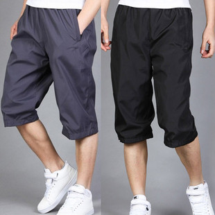 运动七分裤 涤纶宽松跑步裤 男士 弹力速干超薄健身运动短裤 马裤 夏季