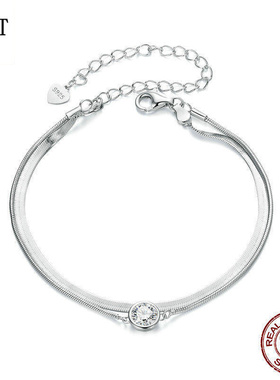 新款50分闪耀莫桑钻双层手链 简约轻奢高级感s925纯银刀片链手链