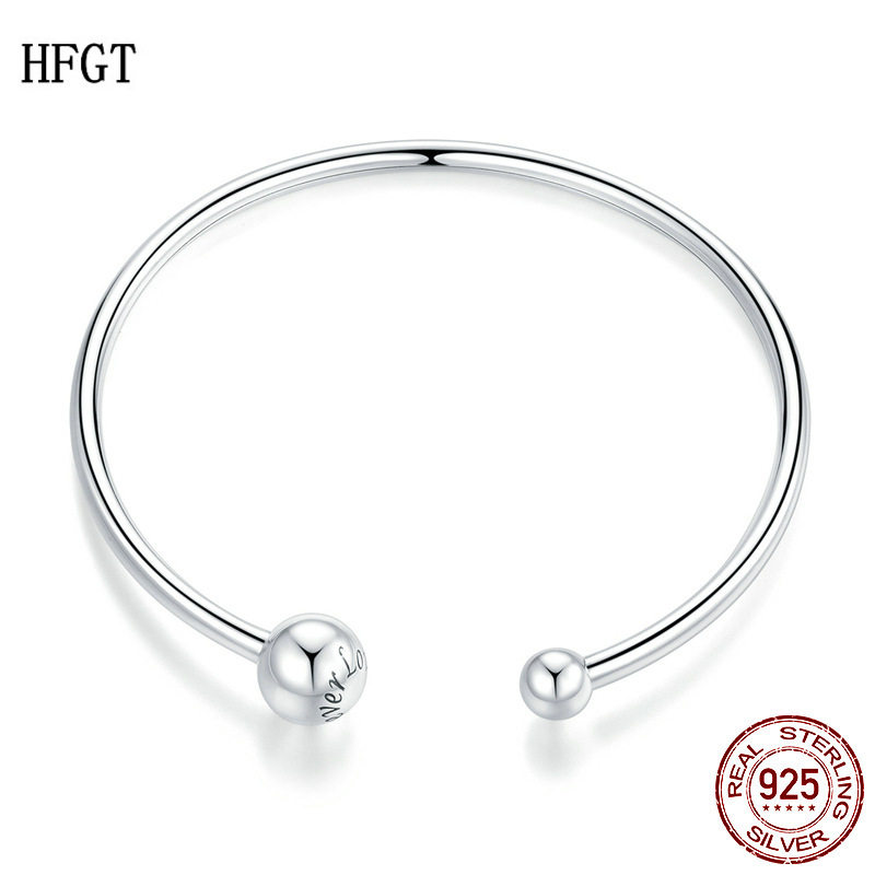 光面圆头弹力英文字母 简约可拆扣头925纯银珠子串珠基础手镯手饰