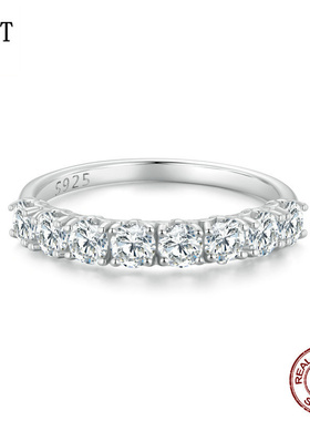 【送证书】新款10分花纹莫桑石戒指 高级感单排s925纯银食指指环