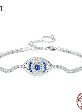 新款镀白金恶魔之眼网球手链欧美神秘眼睛s925纯银幸运之眼手链
