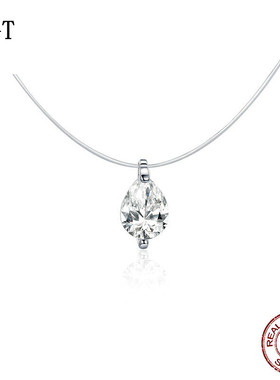 欧美纯银水滴隐形鱼线锆石吊坠