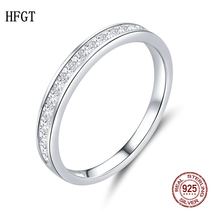 HFGT跨境时尚简约镀白金几何戒指男女 小众气质冬季镶钻指环