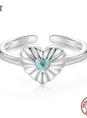 原创光芒立体爱心开口戒指 个性高端首饰心形s925纯银指环戒指女