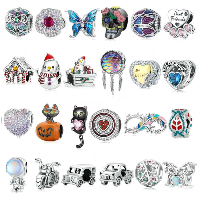 新款梦幻捕梦网diy串珠配饰人鱼鳞s925银珠子汽车手串摩托车银饰