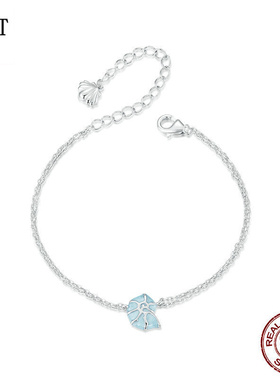 原创蓝色海螺手链饰品 夏季浪漫休闲风925纯银高端海洋双层手链女