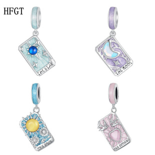 原创彩色太阳花塔罗牌diy串珠s925纯银锆石手链散珠吊坠饰品组合