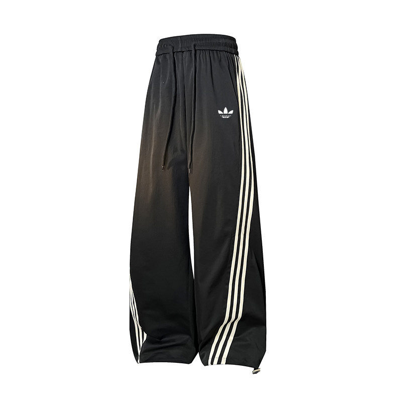 【奥特莱斯一折专区】经典条纹运动裤男女宽松直筒阔腿速干长裤子