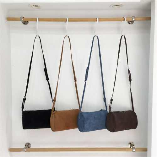 小脏柜 小众秋冬新款麂皮绒手提笔筒包复古百搭手拎单肩斜挎小包