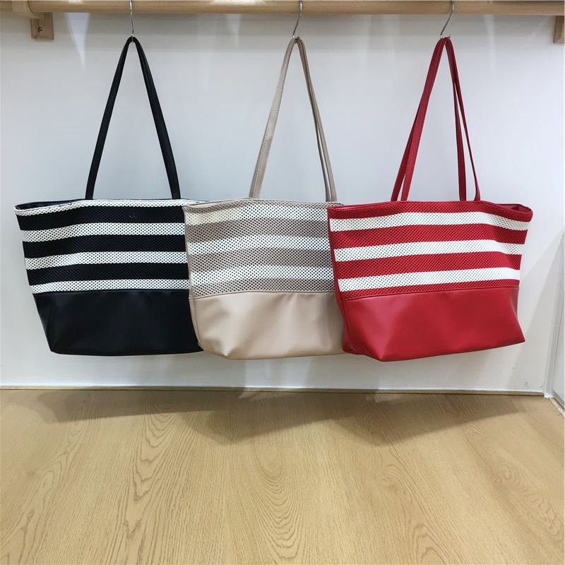 小脏柜 2025春夏新款韩版百搭条纹撞色大包包通勤单肩腋下托特包