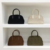 小脏柜 2023新款 秋冬韩国小众麂皮绒波士顿复古手提女包保龄球包