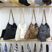 小脏柜 2022秋冬新款 高级小香风菱格链条托特包包棉质单肩垃圾袋