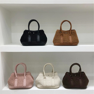 小脏柜 2025新款拼接羊羔毛花园包韩版小众简约百搭手提斜挎包女