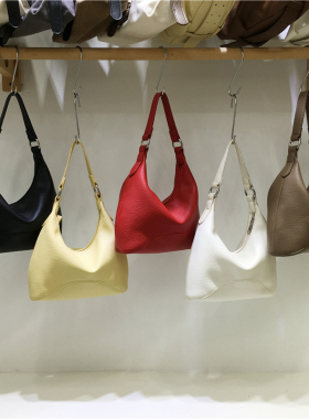 小脏柜 小众高级感复古植鞣软皮手提红色hobo包简约单肩斜挎小包