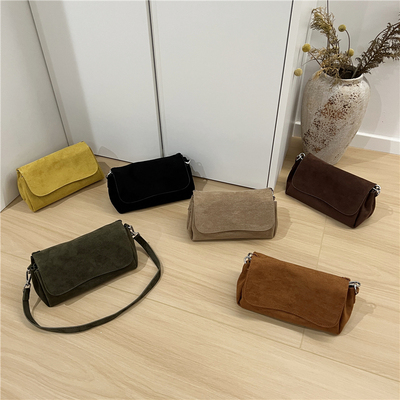 小脏柜 绒面单肩包复古通勤百搭斜挎包女小众麂皮绒单肩腋下小包