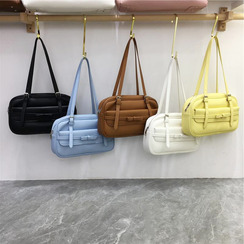 小脏柜 自制小众ins基础百搭手提通勤枕头包蝴蝶结单肩腋下托特包