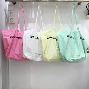 小脏柜 韩国小众休闲热巴同款帆布包夏天大容量慵懒风单肩托特包