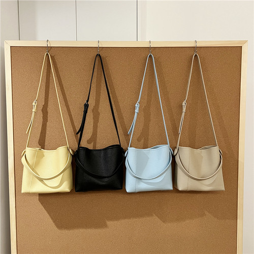 小脏柜 高级感小众荔枝纹手提水桶包复古日常通勤百搭单肩斜挎包 - 封面