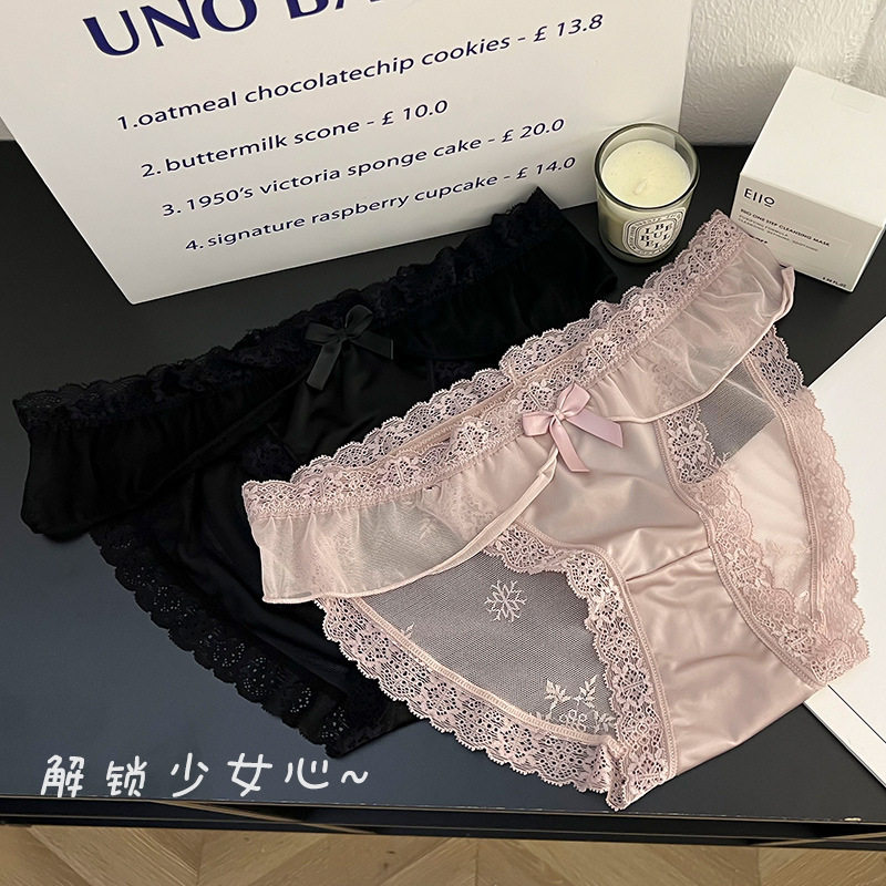 纯欲蕾丝内裤日系甜美超薄性感网纱舒适透气抑菌清透感少女三角裤