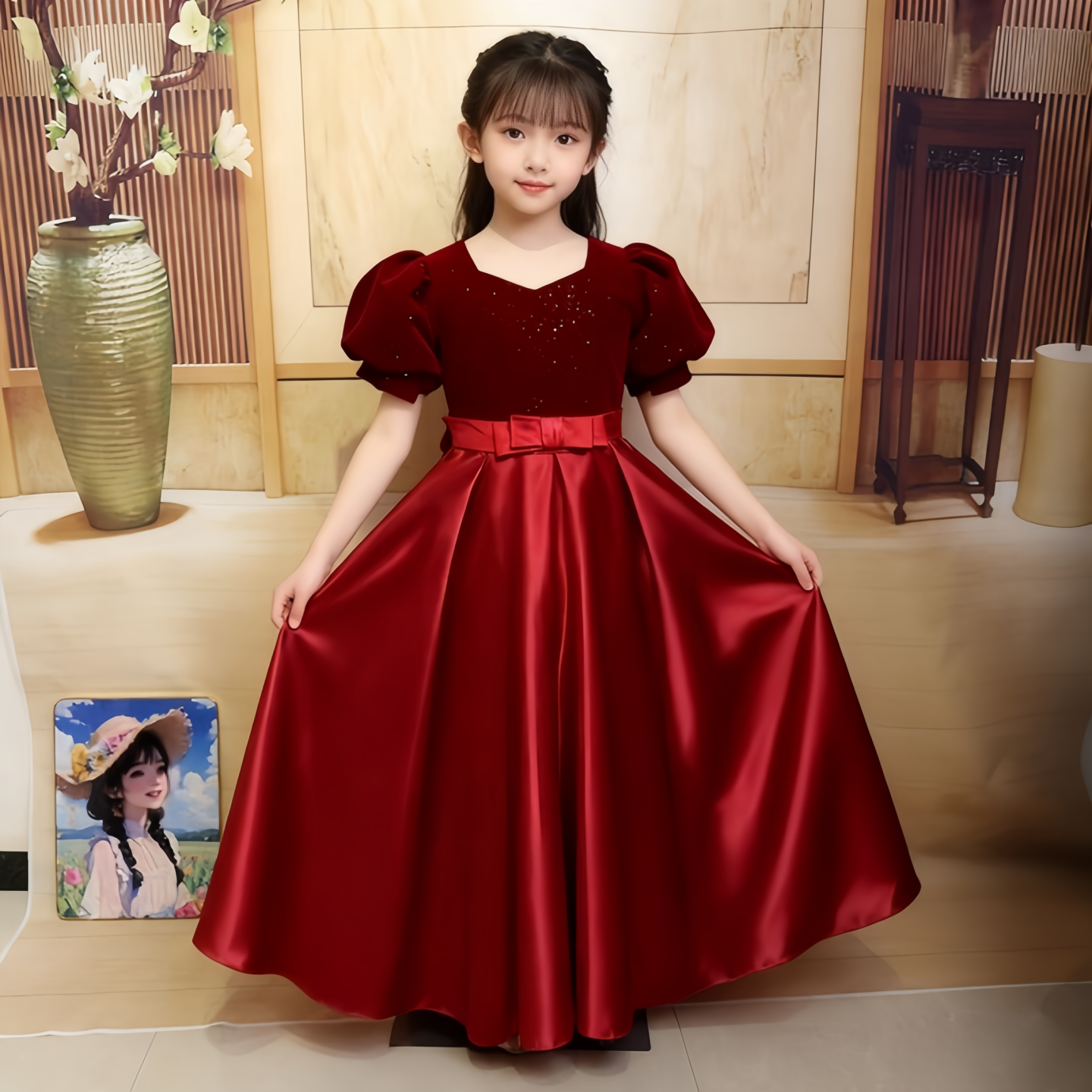 平绒高端长裙高端礼服英伦风